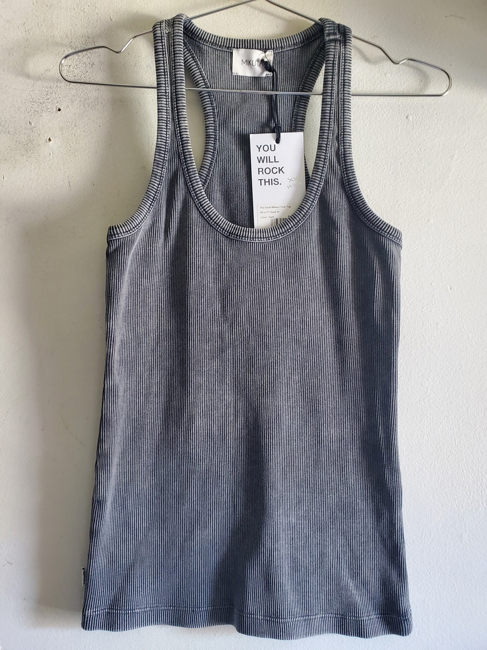 Mikuta The Dark Ribbed Grey Tank Top Size Large. - Picture 3 of 6